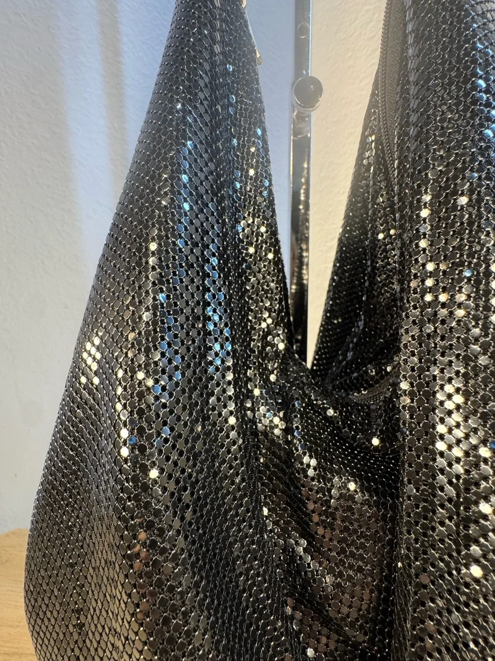 Muche et Muchette Black Metal Mesh Hobo Bag Sculptural Statement Shoulder NWOT